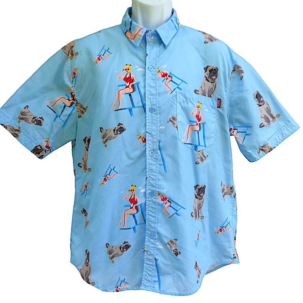 RSVLTS Kunuflex Blue Short Sleeve Shirt Sandlot Wendy Peffercorn Beast Disney L